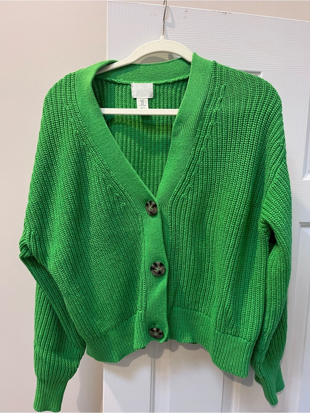 H&M Bright Green V-Neck Button Cardigan